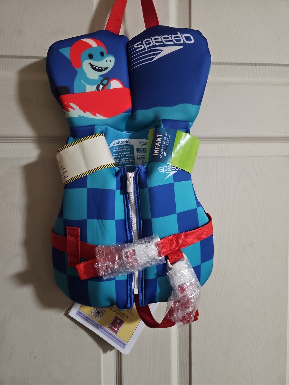 Speedo Shark Racer Kids' Life Jacket: Blue: NEW WITH TAGS: INFANT (UNDER 30 LBS)